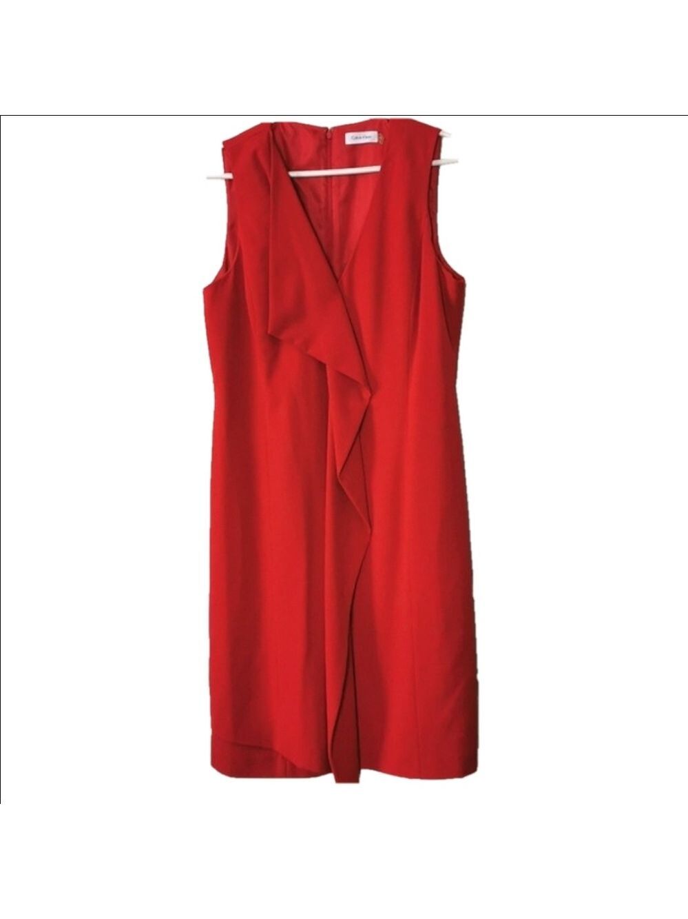 Gorgeous red Calvin Klein ruffled dress. Size 12. EUC